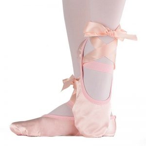 Satin Ballet Shoes with Ribbon - Pale Pink-0